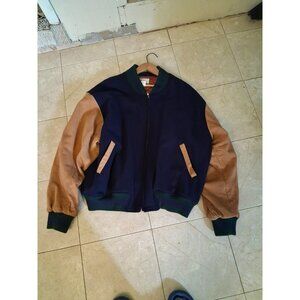 Vtg Varsity Eatons Canada Wool Suede Jacket Coat Mens L